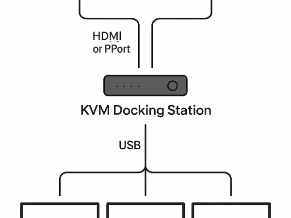 Collega due PC a tre monitor: aumenta l'efficienza con una docking station KVM